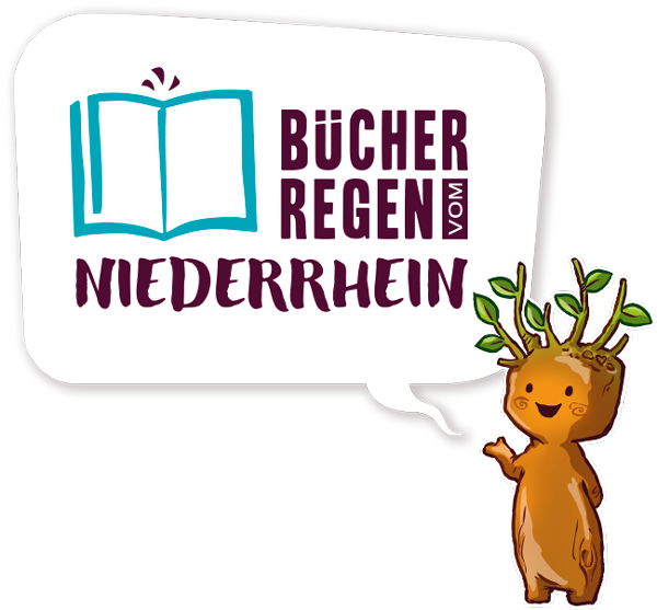 BücherRegen-Logo mit Maskottchen